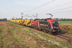 470 503 war am 18.10.18 mit dem RBC 97615 auf der Ostbahn bei Gramatneusiedl in Richtung Ebenfurt unterwegs.