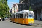 Ganz-CSMG Straßenbahn-Triebwagen 1350 der Linie 2 in Budapest, 7.8.16