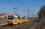 T5C5 4046 + 4047 als Linie 41 auf der Fahrt nach Kamaraerdö kurz hinter der Haltestelle Köeberek. (10.03.2018)