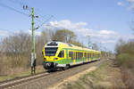 Am 26. März 2019 ist 415 504 als személyvonat 9124 (Szombathely - Szentgotthárd) zwischen Alsórönök und Haris unterwegs. 