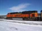 BNSF 9148 sits at the Burlington, Iowa depot on a cold day in Feb 2010.