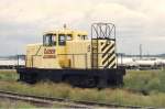 Ein Kaiser Aluminum Werkbahn 44-Tonner Rangierlok steht 15/07/1993 in Spokane Washington.