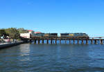 5450 & 83 cross the Manatee River whilst hauling local O923 from Bradenton back to Tampa Yeoman Yard, 6 March 2022