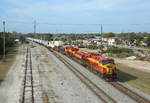 804 & 816 pass New Smyrna Beach whilst working FEC 101-10 from Jacksonville Bowden to Miami Hialeah,  10 Feb 2020
