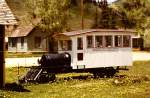 Railcar der Silverton & Northern Railroad, aufgenommen am 12. Juni 1987 bei der Fahrt von Durango nach Silverton. 