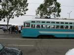 Ein Wagen Der Washingtoner Straenbahn der Linie F aufgenommen bei Fishermen's Wharf in San Francisco