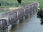 Here is the Burlington Northern Santa Fe bridge over the Mississippi River during a normal year.