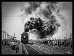 Union Pacific No 4014 Big Boy fährt bei den 150 Jahr Feierlichkeiten der Transkontinental Eisenbahn dem  The Great Race Across the Southwest  von Yuma nach Casa Grande. 
Gila Bend 16 Oktober 2019