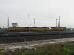 Die UP Loks 9145, 2392 und 9695 sind am 15.2.2008 in einem Betriebswerk der Union Pacific in Houston (Texas) abgestellt.
