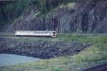 Alaska Railroad Budd RDC cars fhrt von Anchorage durch Girdwood richtung Seward. 1/3/1993 Foto.