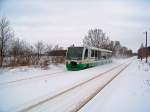 Vogtlandbahn 654 046 (VT46) als VBG83113 in Voigtsgr�n, 15.2.010. Man beachte, dass mit 0-Licht-Spitzensignal gefahren wird ;)