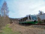 654 041 (VT41) als VBG83116 in Klingenthal, 9.4.010.  ...