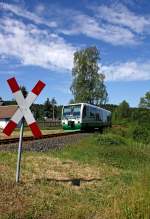 Vogtlandbahn 654 031 (VT31 'Stadt Klingenthal') als VBG83111 in Zwota-Zechenbach, 8.7.010.