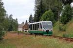 Vogtlandbahn 654 036 (VT36) als VBG83115 in Zwota-Zechenbach, 13.7.010.