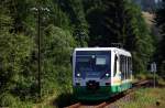 Vogtlandbahn 654 036 (VT36) als VBG83142 in Zwota, 16.7.010.