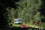 Vogtlandbahn 654 042 (VT42) als VBG83113 in Zwota, 16.7.010.