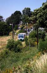 Vogtlandbahn 654 046 (VT46) als VBG83116 in Zwota-Zechenbach, 16.7.010.