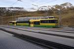 WAB - Wengernalpbahn Der Bhe 4/8 142 steht am 31.10.09 in der Kleinen Scheidegg.
