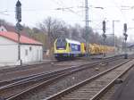 Bauzug der Fa. Wiebe bei der Durchfahrt in Warburg/Westf. am ...