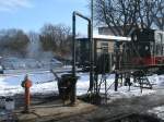 Der einzige Wasserkran von Putbus,im Winter,am 11.Februar 2012.  ...