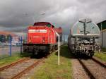 wedler-und-franz-gbr-wfl WFL-Lok 346 852 im �bergabebereich zum Stralsunder Nordhafen.