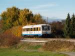 VT 410 der W�rttembergischen Eisenbahn-Gesellschaft (WEG) auf der Strohg�ubahn Korntal ...