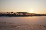 Sonnenaufgang an der Talsperre Malter mit der Dampffahne von P5000 ...