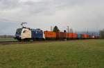 wiener-lokalbahnen-ag 19.3.08 Die Franzl Bahn, auch immer f�r �berraschungen gut. Neben den Altbauloks kommen auch Private Unternehmen auf die Strecke, wie zum Beispiel die WLB mit der ES64U2 019 am SGAG 94250 von Wien Donaukaibahnhof nach Hamburg Waltersdorf.