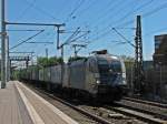 wiener-lokalbahnen-ag WLB ES 64 U2-027 zieht am 03.06.'10 einen Container Gannzug durch H. Linden/Fischerhof