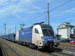 wiener-lokalbahnen-ag ES 64 U2-022 der WLB  zieht einen Autotransportwagenleerzug bei Marchtrenk Richtung Osten;100713