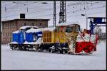 Winterdienst Schneeschleuder 40 80 947 5 155-4 geschoben von 204 010-6 im Hbf Stralsund.  am 13.02.10 