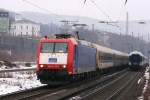 Eurobahn 185-CL 003 mit dem RE13 in Wuppertal Steinbeck,6.2.2010.  ...