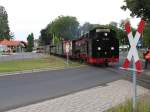 Zittauer Schmalspurbahnen 99 758 mit einem Dampfzug zwischen Bahnhof Zittau und die Bahnbetriebswerke der SOEG in Zittau am 12-7-2007.