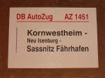 Zuglaufschild vom AZ 1451 ...  Mirko Schmidt 07.10.2010