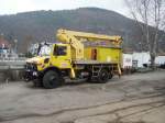 Zweiwegefahrzeuge Der Zweiweg Unimog von Strabag in Neckargem�nd Bhf am 14.03.10