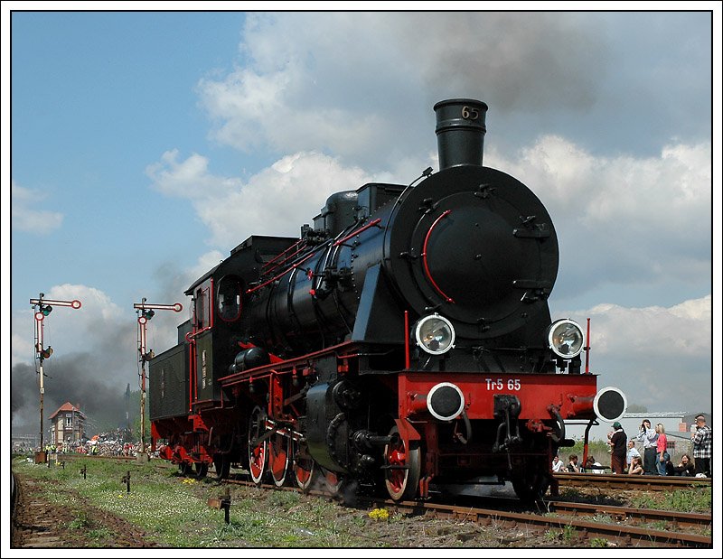 TR5-65 with the steam engine parade in Wolsztyn on 05/03/2008.
