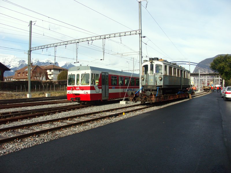 Transport de Vevey  Aigle de la BCFeh 4/4 6 pour les 100 ans de l'AOMC Aigle 18.01.2008 