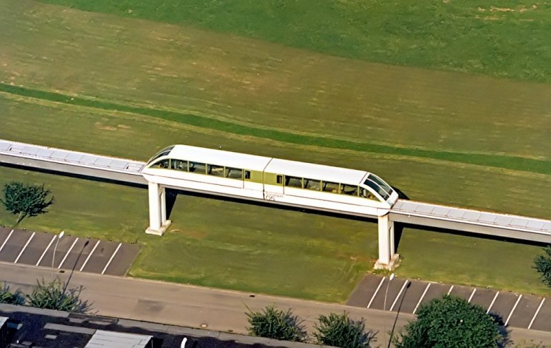 Aerial view of a test of the magnetic levitation train