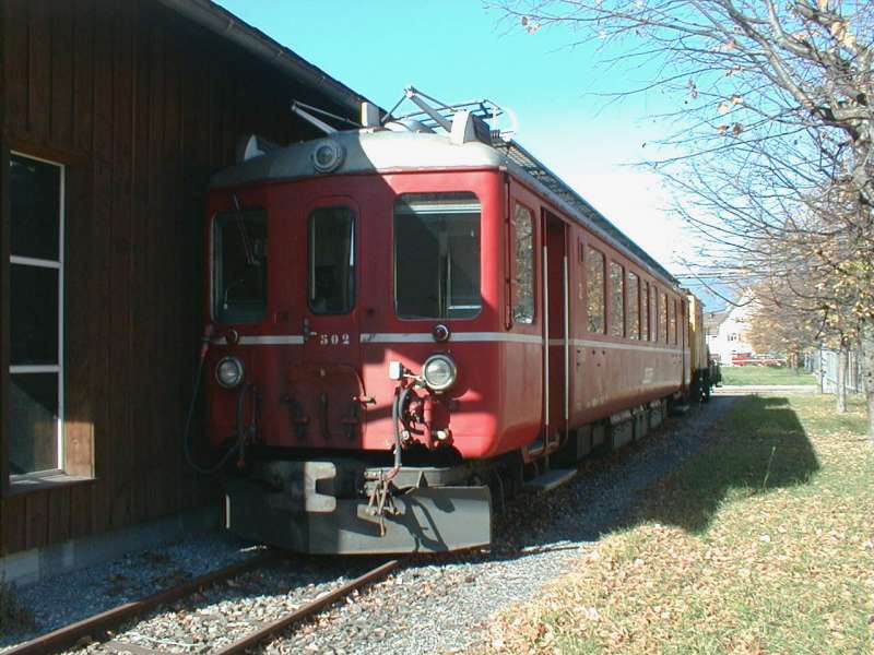 RhB Ehem.Arosa-Bahn Gleichstromtriebwagen ABe 4/4 am 22.10.00 in Landquart/GR