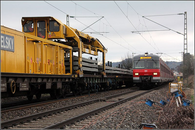 Gleisbau an der Remsbahn bei Endersbach. Der vordere Teil des
