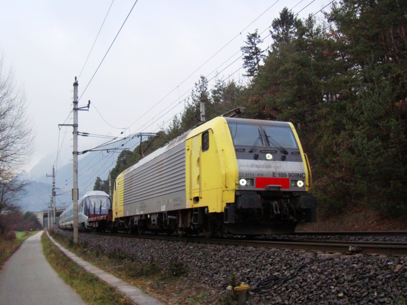Am 19.11.2008 hatte die E 189 909 einen Fabrikneuen Zug