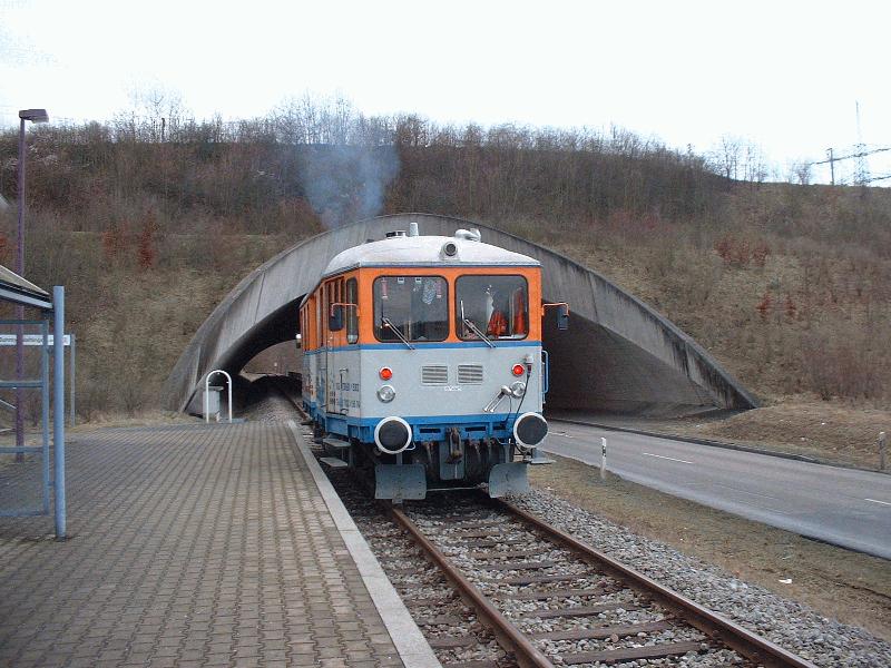 WEG-Triebwagen Type und Nr. unbekannt am Bahnhof Vaihingen an der