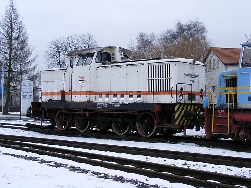 Lok D-02 der Felswerke abgestellt in Klostermansfeld am 20.2.2009. 