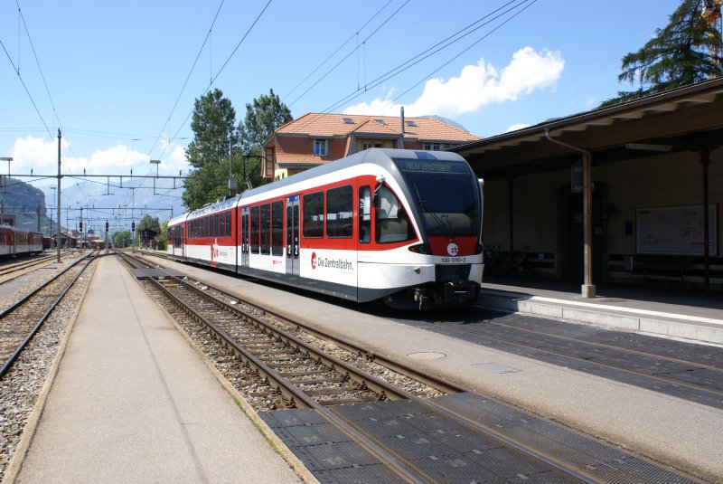 ABe 130010-2 is ready for departure on 06/13/2009 in Meiringen.