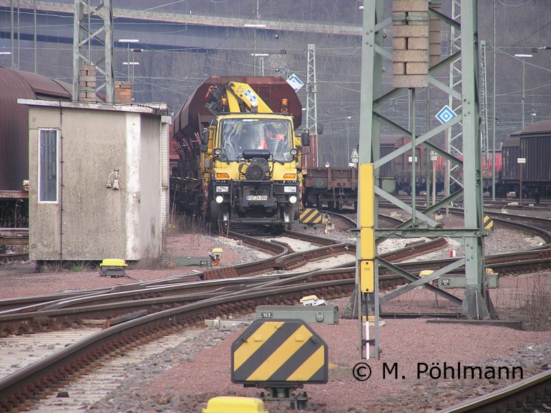 A work train moved by a Unimog Company Hartung construction