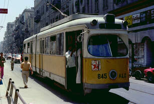 Alexandria SL 10 (DÜWAG/Kiepe-GT6 845, ex-Københavns Sporveje 845) im Juni 1977.