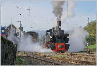 La DER de la Saison / Das Saison Ende der Blonay Chamby Bahn 2024 - In Blonay zeigt die SEG G 2x 2/2 105 der Blonay-Chamby Bahn zum Saisonabschluss Dampflokabmiente vom feinsten.
