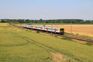 Belgium, SNCB  EMU's 904+933 as S9 3260 Enghien - Landen, in Neerwinden  26/6/2024