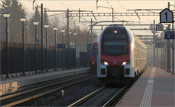 Eine Schweizer Strecke in Deutschland -     8,2 Kilometer der 40 Kilometer langen Bahnstrecke von Eglisau nach Neuhausen verlaufen durch Deutschland mit den beiden Stationen Lottstetten und Jestetten.