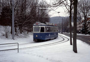 Zürich VBZ Tramlinie 10 (Be 4/4 1424 (SWS/MFO 1960)) Unterstrass, Irchelstrasse / Milchbuck am 6.